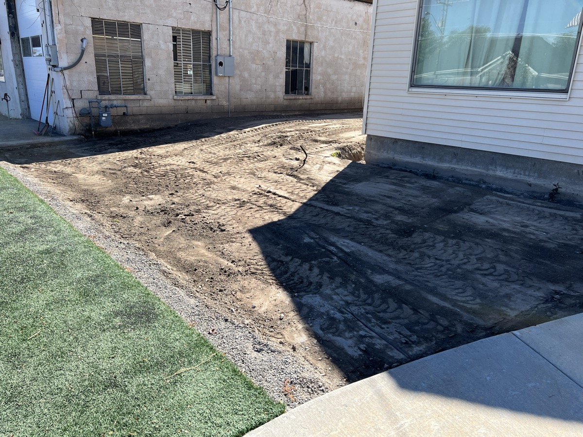 Artificial turf installation in progress