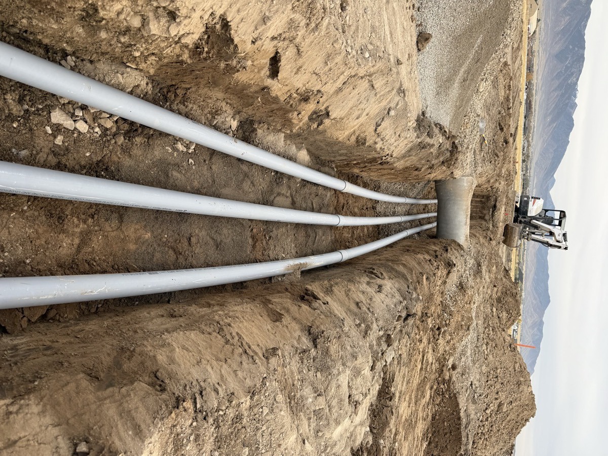 Underground conduit installation on commercial site