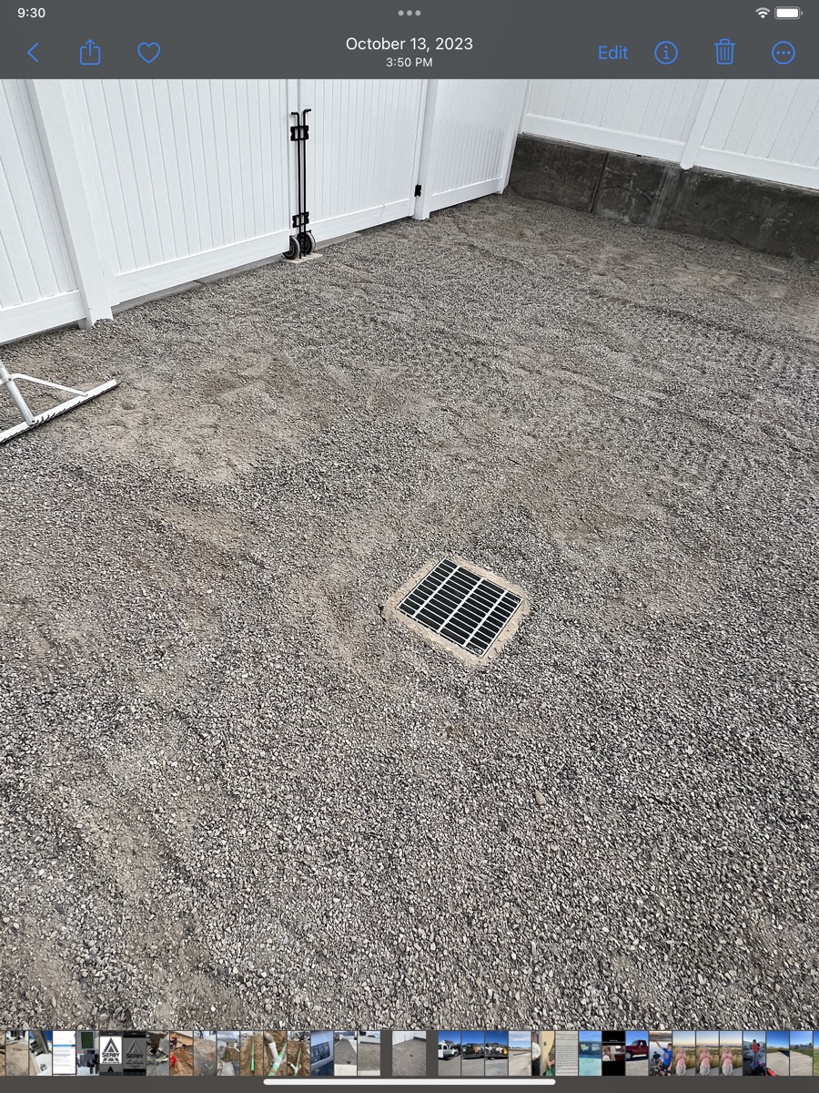 Gravel drainage with floor drain for water runoff control