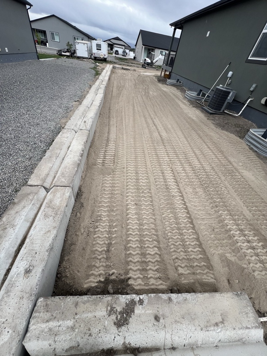 Aerial view of completed precast retaining wall