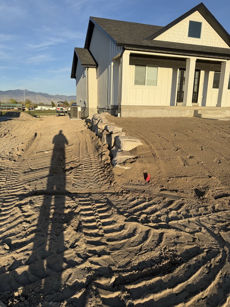 Precast retaining wall under construction