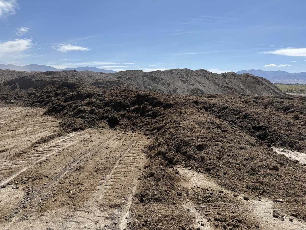 Nutrient-rich topsoil blend stockpile